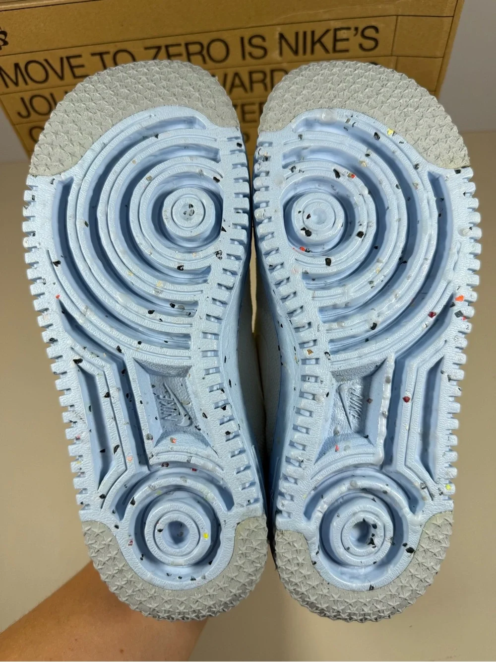 Nike White Sneakers with Light Blue Speckled Sole